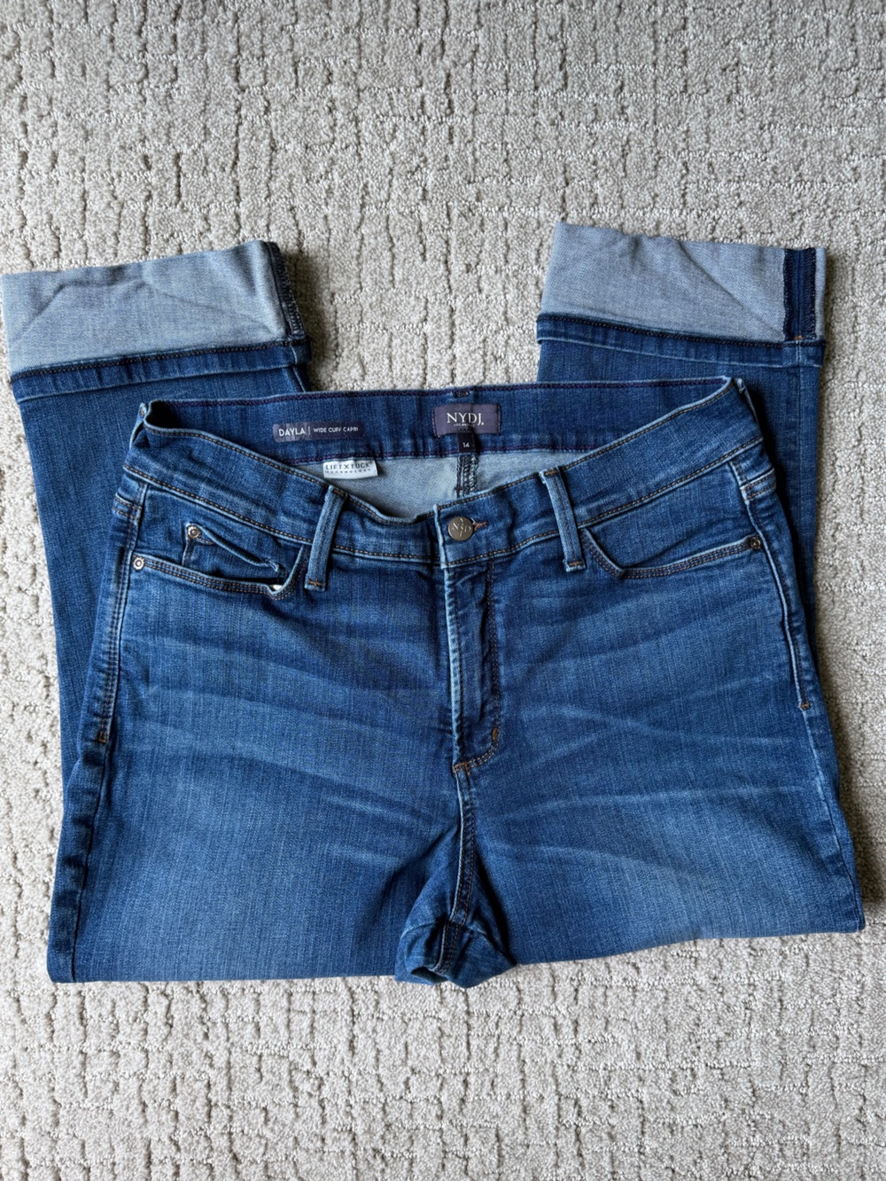 NYDJ Dayla Dark Blue Wide Cropped Capris Jeans - Picture 4 of 7